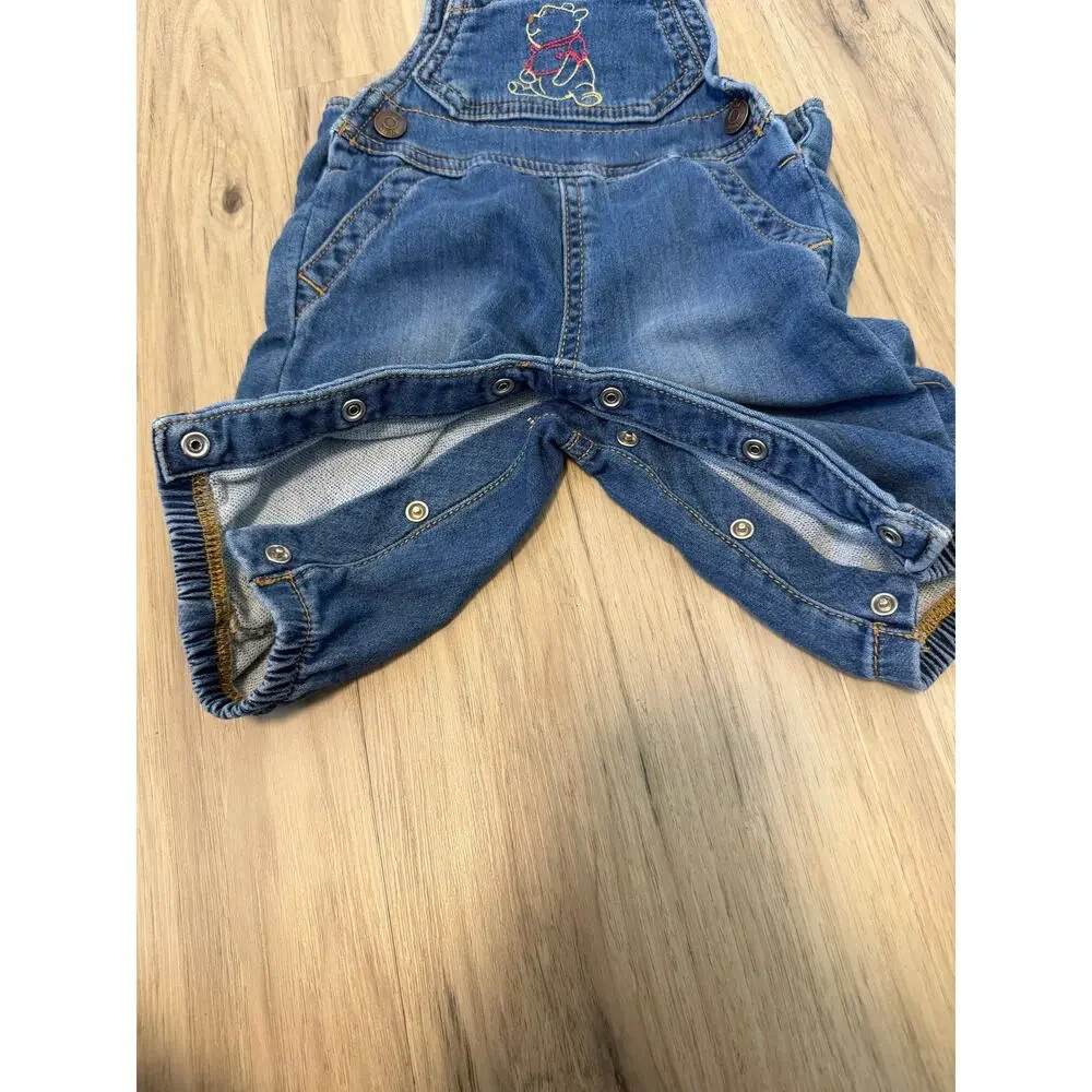 OshKosh B'gosh unisex 3 Month Blue Denim Overall One-Piece Winnie The Pooh Bear